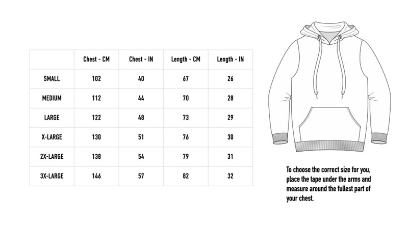 Size chart for 2026 Lineup Hoodie - Pink