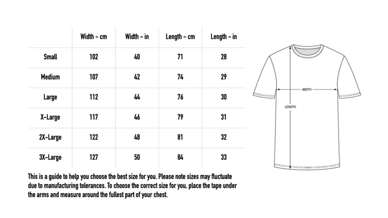 Size chart for 2026 Football Shirt